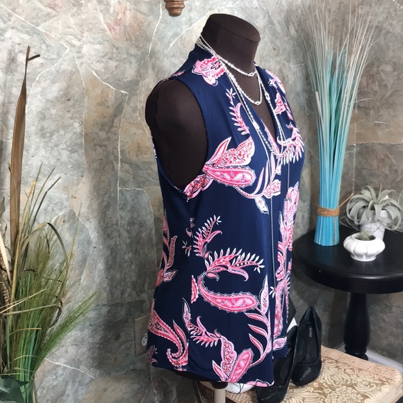 Liz Claiborne 🌹career stunning Paisley shirt top blouse tunic - Picture 8 of 9